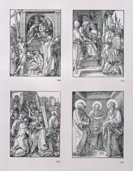 A „Kis szenvedély” sorozat (az óramutató járásával megegyezően): Ecce Homo; Pilátus kezet mos; Keresztet hordozó Krisztus; Szent Veronika a Sudariummal az SS között. Péter és Pál, 1510-ben kelt, kocsma. 1511
